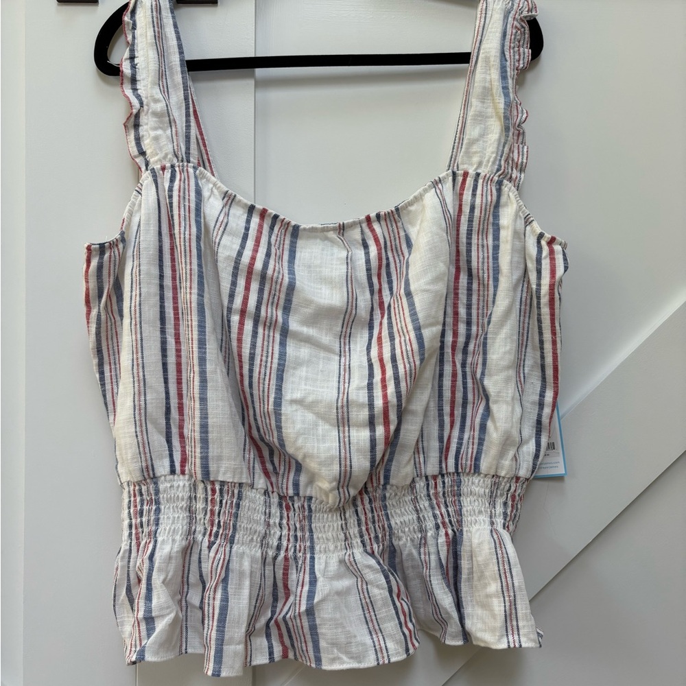 Chic Striped Ruffle Hem Top